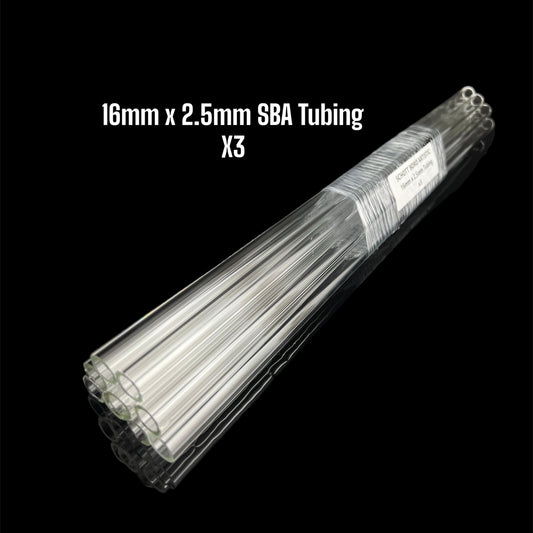 16mm x 2.5mm Clear Tubing - Schott Boro Artistic - COE 33 - 3pc.