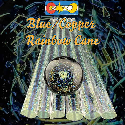 Blue/Copper Rainbow - Dichroic Cane - Borosilicate Glass - COE33