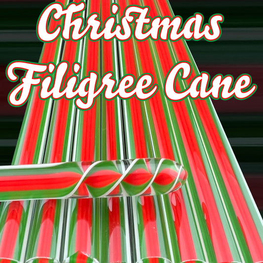 Christmas Cane - Filigree Cane - Borosilicate glass