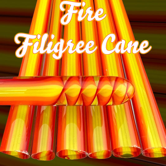 Fire Cane - Filigree Cane - Borosilicate glass - COE 33