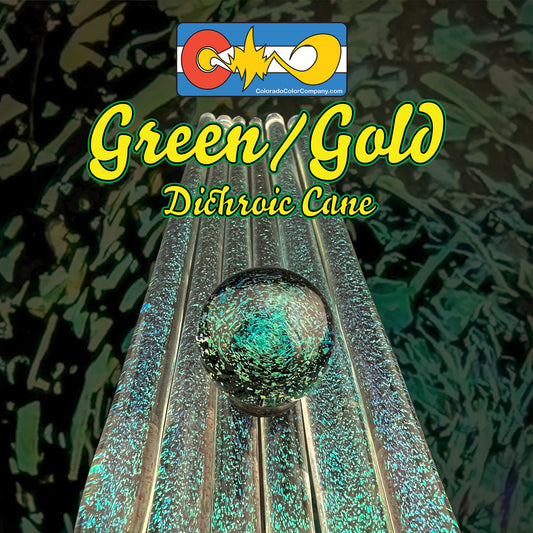 Green/Gold - Dichroic Cane - Borosilicate Glass - COE33