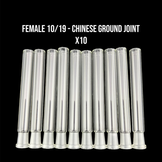 10mm Female Chinese Ground Joints - 10/19 Glass on Glass Fitting- Borosilicate Glass - COE 33