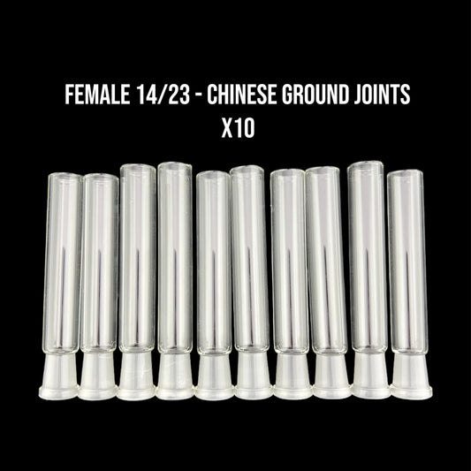 14mm Female Chinese Ground Joints - 14/23 Glass on Glass Fitting - Borosilicate Glass - COE 33