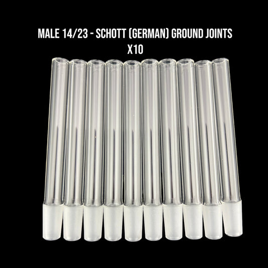 14mm Male German Ground Joints - 14/23 Glass on Glass Fitting - Bistabil Medium Wall - Schott Borosilicate Glass - COE 33
