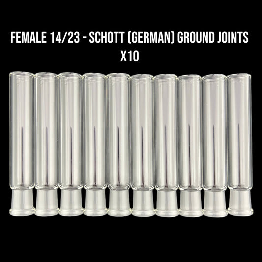 14mm Female German Ground Joints - 14/23 Glass on Glass Fitting - Bistabil Heavy Wall - Schott Borosilicate Glass - COE 33