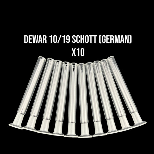 10mm Female Dewar German Ground Joints - 10/19 Glass on Glass Fitting - Schott Borosilicate Glass - COE 33
