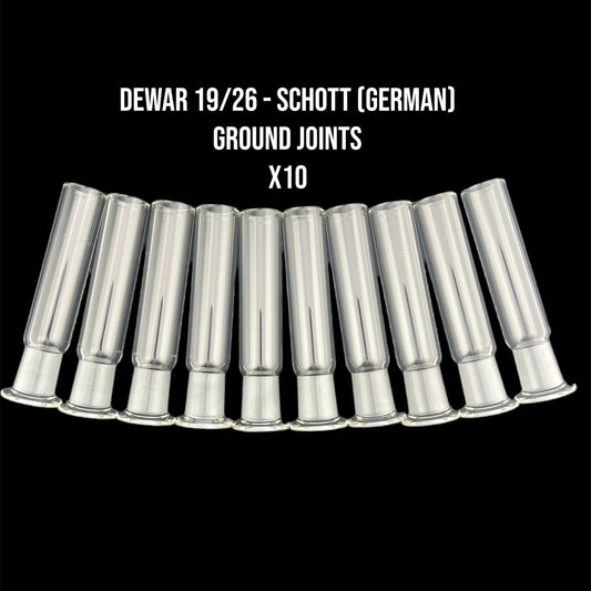 19mm Female Dewar German Ground Joints - 19/26 Glass on Glass Fitting - Schott Borosilicate Glass - COE 33