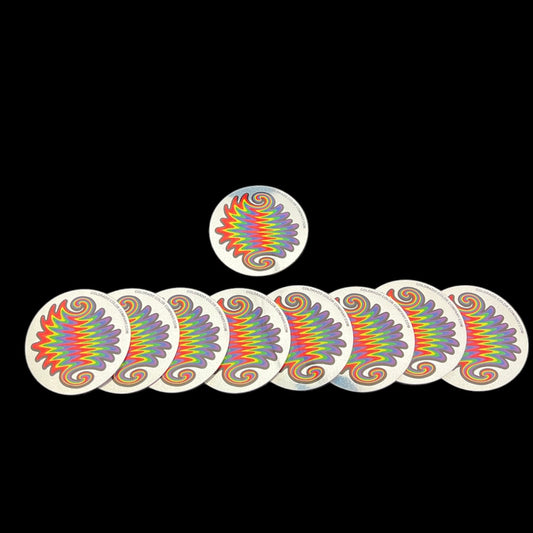 Glitter Rainbow Wig-Wag Sticker - 3 Inch Round