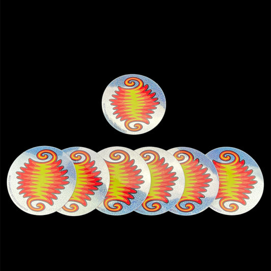 Fire Glitter Wig-Wag Sticker - 3 Inch Round