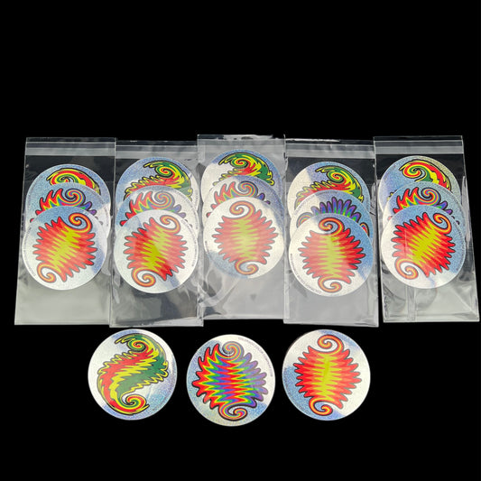 Glitter 3 Pack Wig-Wag Sticker - 3 Inch Round