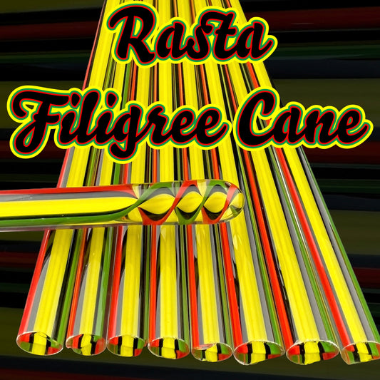 Rasta Cane - Filigree Cane - Borosilicate glass - COE 33