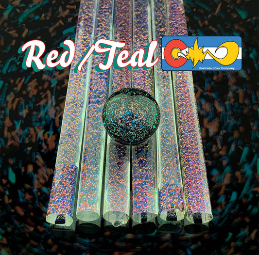 Red/Teal - Dichroic Cane - Borosilicate Glass - COE33