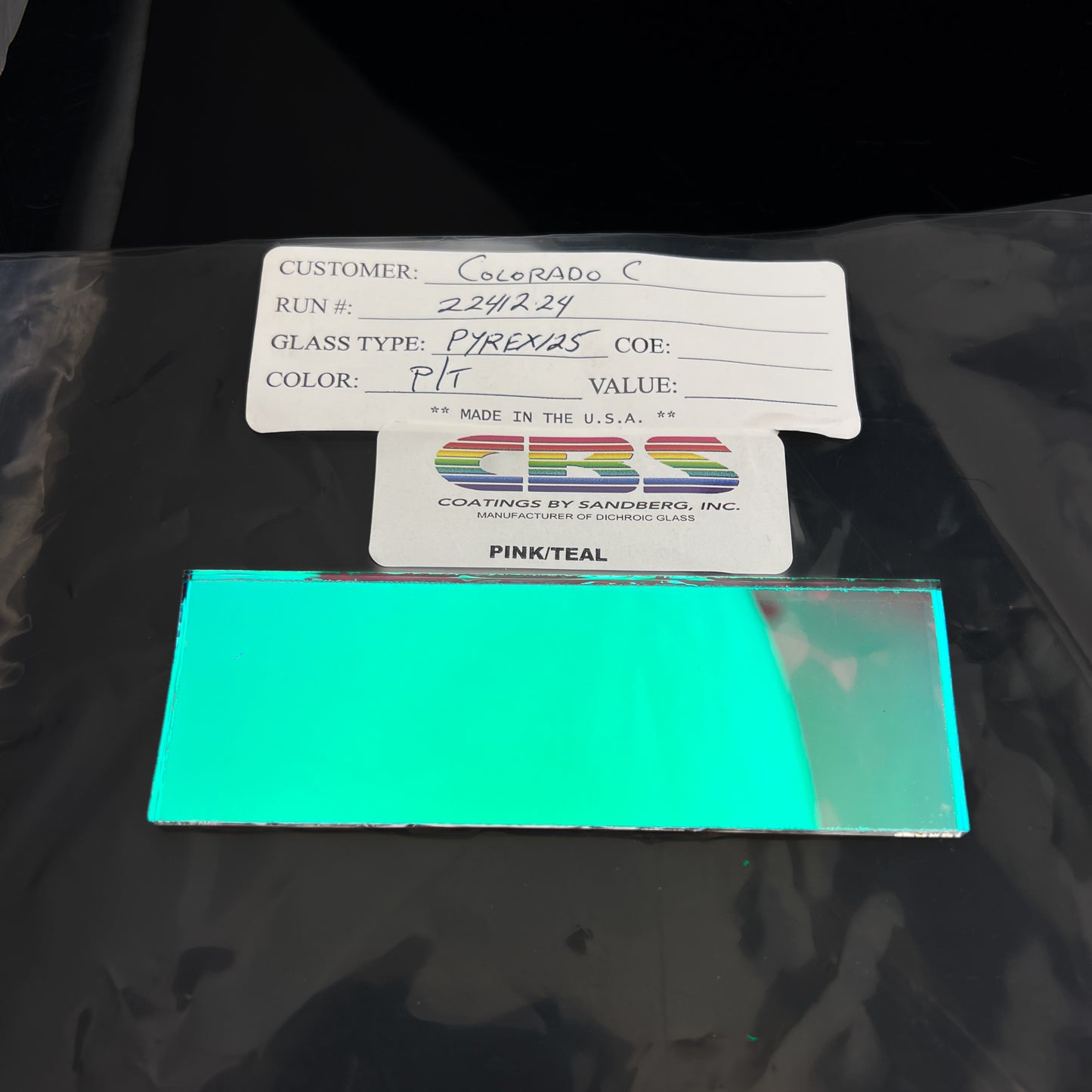 Pink/Teal - 1oz Dichroic Sheet - Borosilicate