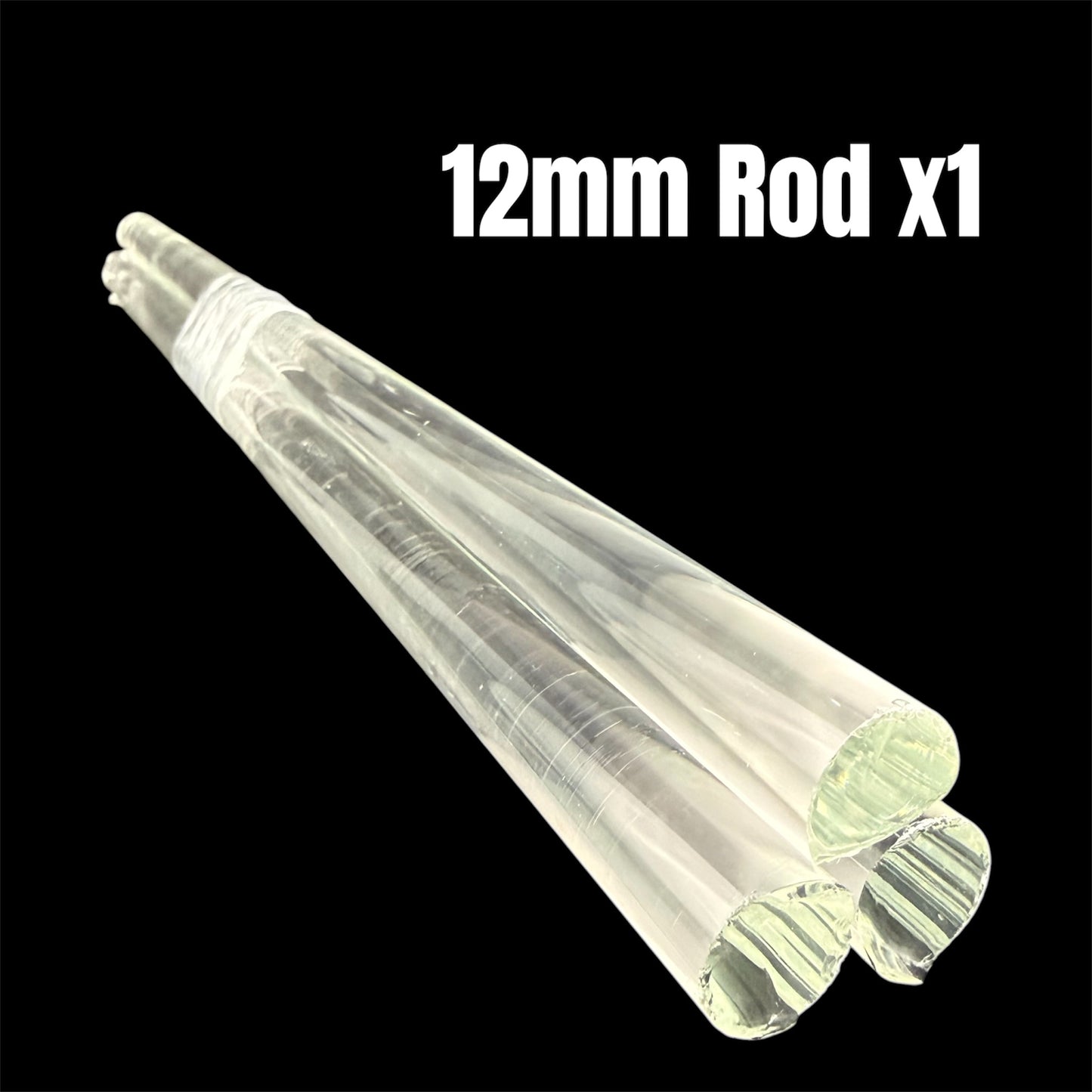 12 mm transparenter Stab – Schott Boro Artistic – COE 33 – 5 Stück.