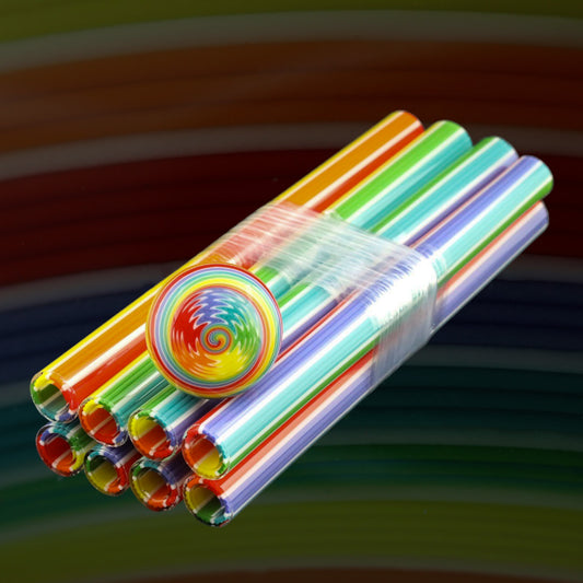 Rainbow Bright – Vac Stack – Borosilikatglas – COE 33 – ausgekleideter Schlauch