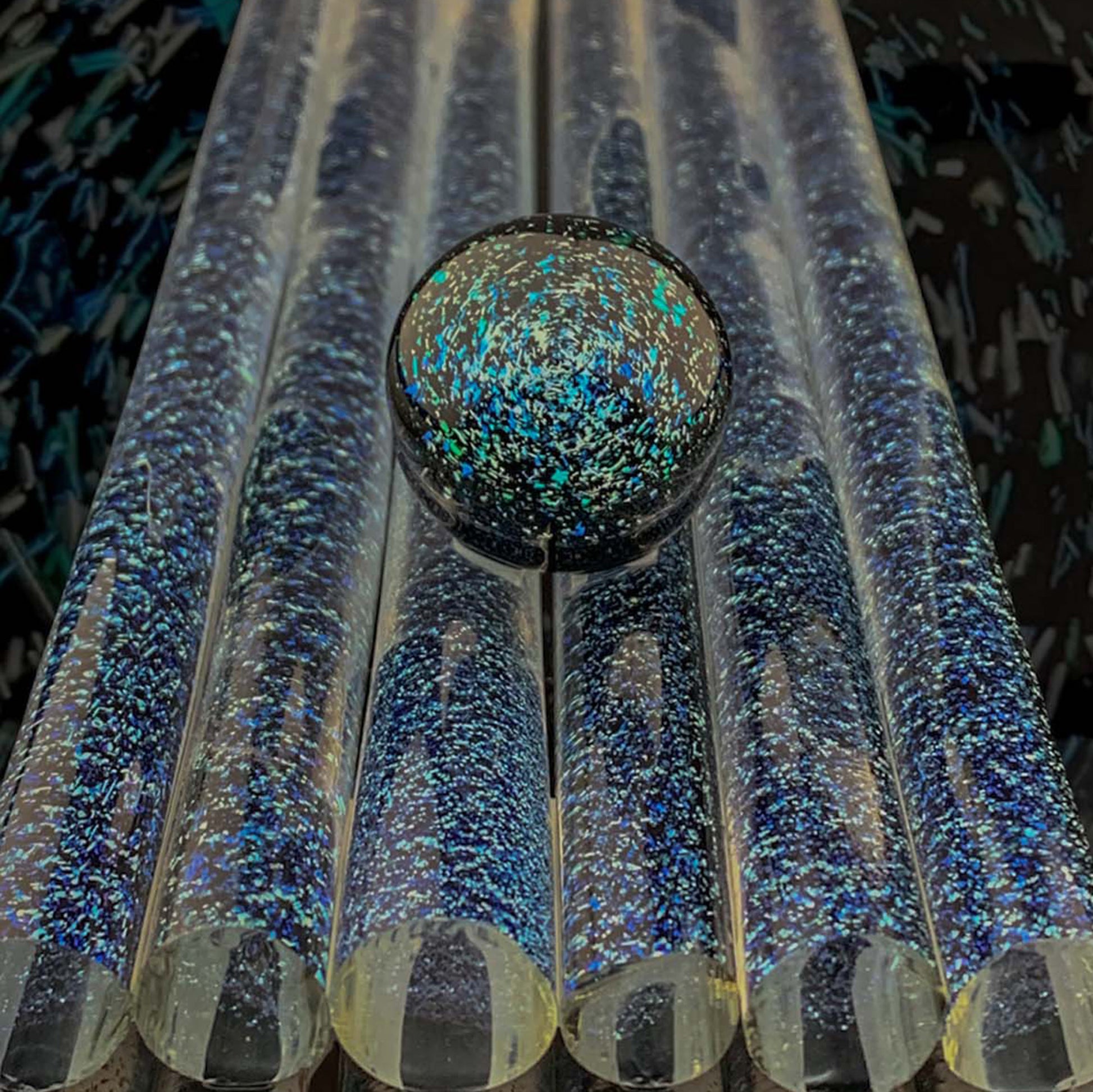 Silver/Teal - Dichroic Cane - Borosilicate Glass