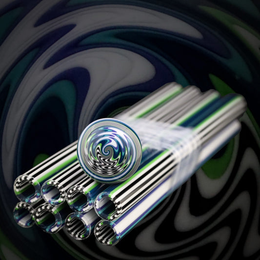 Icy Green Zebra - Vac Stack - Borosilicate Glass - COE 33 - Lined Tubing