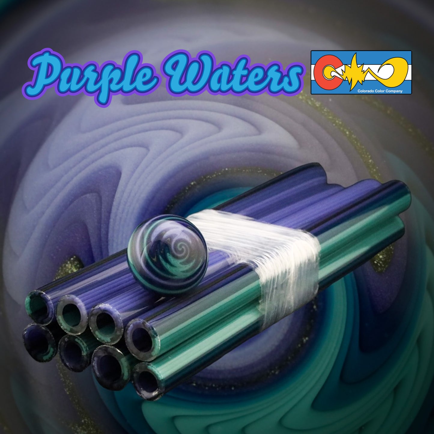 Purple Waters - Vac Stack - Vidrio de borosilicato - COE 33 - Tubo revestido
