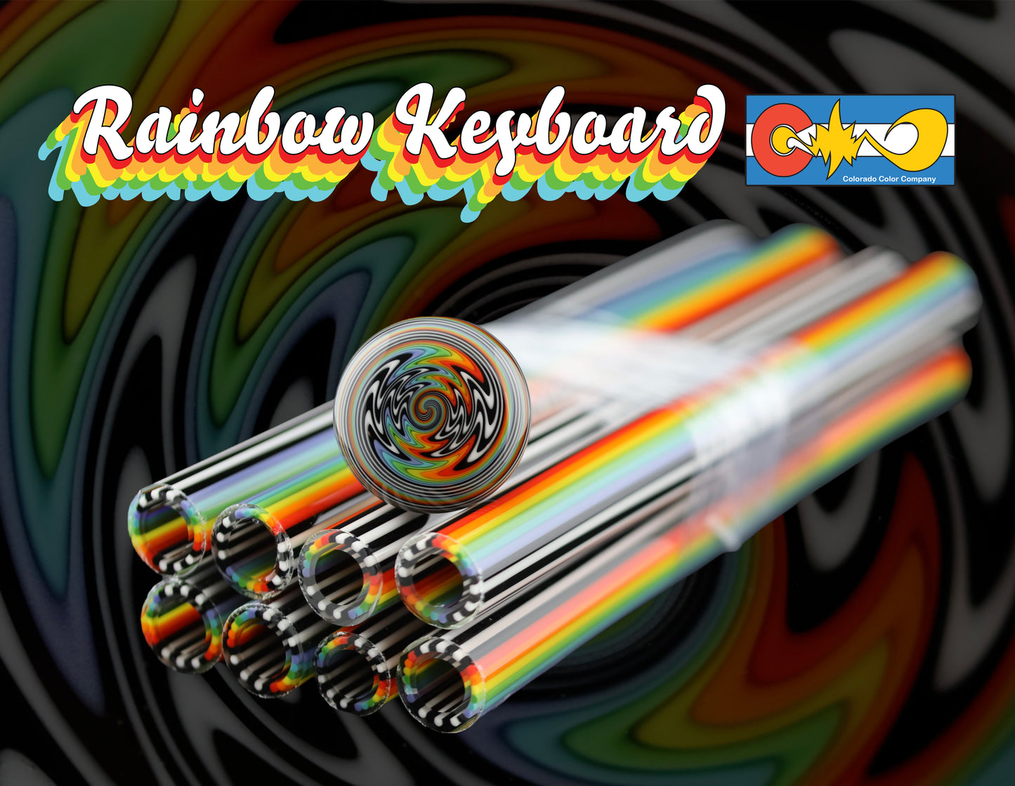 Rainbow Keyboard - Vac Stack - Borosilicate Glass - COE 33 - Lined Tubing
